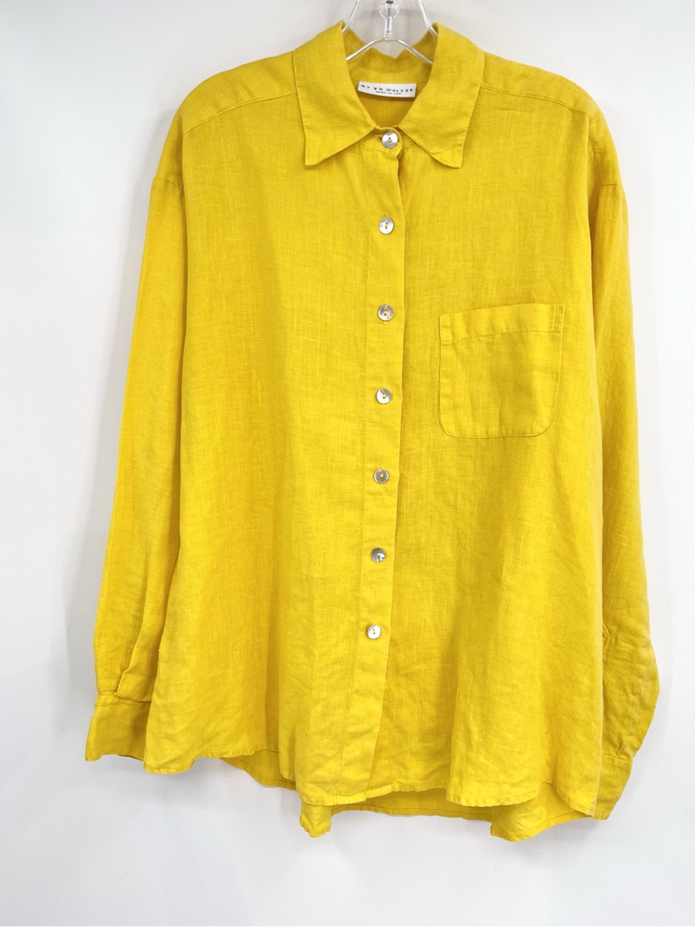 Bryn Walker linen button down shirt long sleeves yellow XL